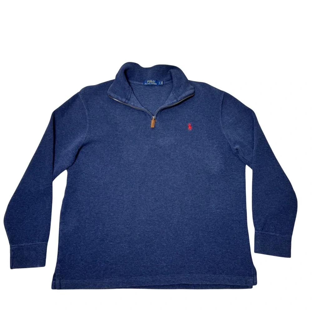 Polo Ralph Lauren Men's 1/4 Zip Pullover Sweatshirt Blue Size L Preppy